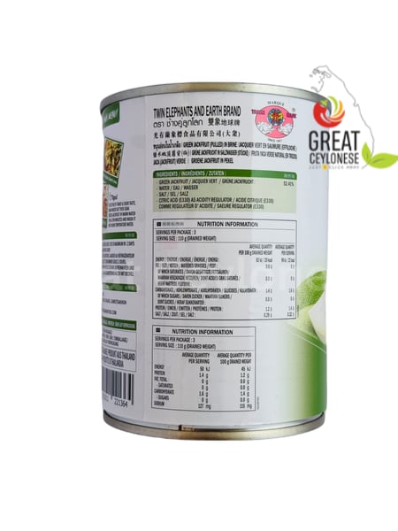 TWIN ELEPHANTS GREEN JACK FRUIT (CHOPPED) BRINE - Image 2