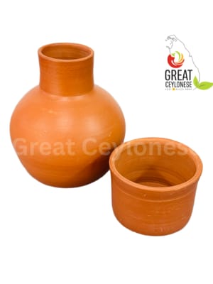PLAIN CLAY CUP GURULETHTHU AND LID SET